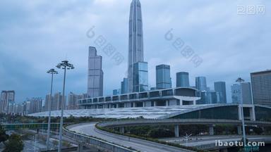 深圳平安金融大厦CBD车流城市天空延时固定延时摄影